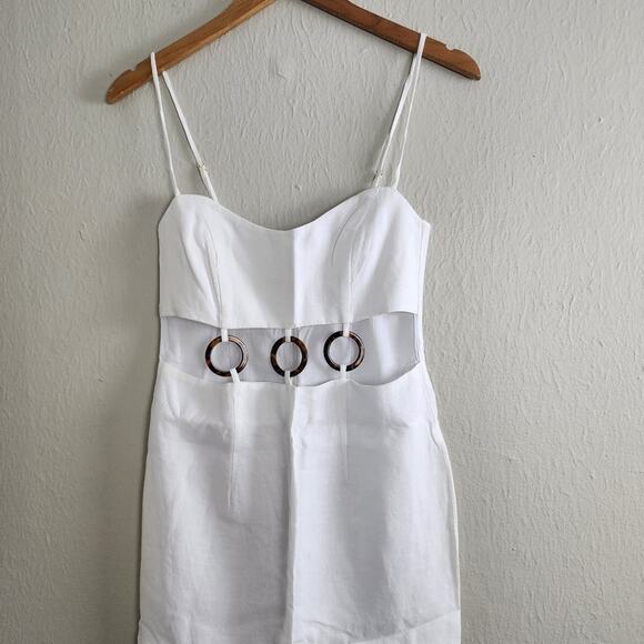 NEW Rumer The Label Bridget Ring Maxi Elegant White Linen Cutout Dress - Picture 6 of 15